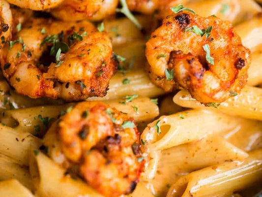 Grilled Shrimp with Penne Pasta Recipe - Flaps 20 Sauce and Rub